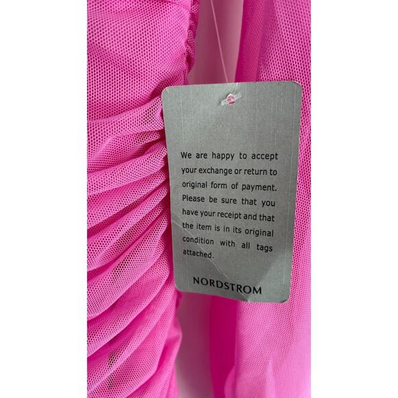 Love X Design Womens Super Pink Ruched Bodycon Dress Long Sleeve Size Medium NWT - Picture 11 of 11